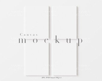 May include: Four white square canvases arranged in a grid pattern on a white background. The text "Canvas Mockup" is printed in gray below the canvases.