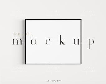 8x10 Landscape Frame Mockup: Minimalist Black Frame (PNG/JPG/PSD)