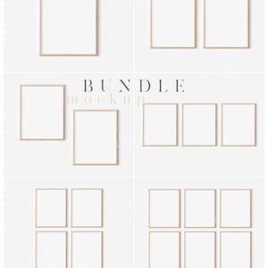 8x10 Wood Frame Mockup Bundle/ Modern Digital Mockup/Minimalist Wood Framed Art Display/Vertical Frames/PNG JPG PSD Smart Object/N368