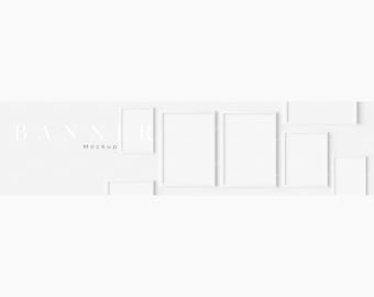 Maqueta de banner de tienda Etsy: Marcos blancos, portada minimalista (JPG, PSD)