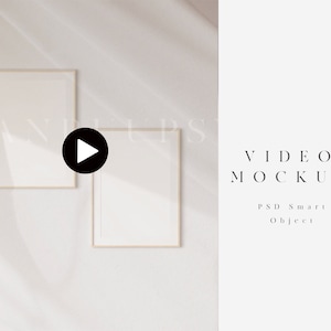 Video Mockup A4 Wood Frame Mockup/Modern Digital Vertical Frame/Organic Shadow Overlay/Nude Minimalist Video Mockup/PSD Smart Object/V8