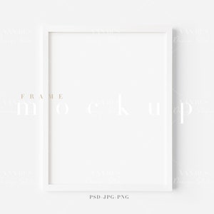 White Frame Mockup: 8.5x11 Modern Minimalist Art Display (PNG JPG PSD)