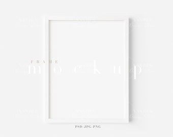 White Frame Mockup: 8.5x11 Modern Minimalist Art Display (PNG JPG PSD)
