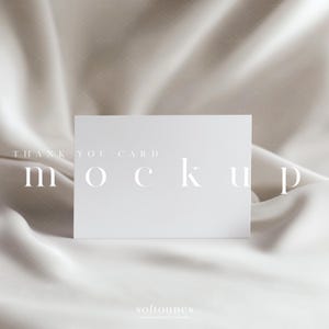 5x3.5 Thank You Card Mockup/Modern Simple Business Card on Neutral Silk Sheets/Minimalist Thank You Card Mockup/JPG PSD/L193