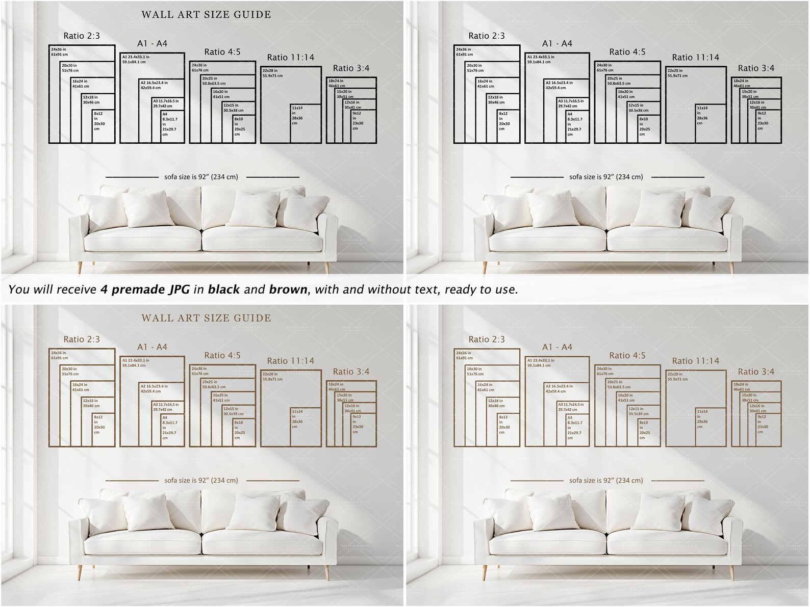 Editable Wall Art Size Guide for Etsy Sellers (JPG, PSD) - Etsy