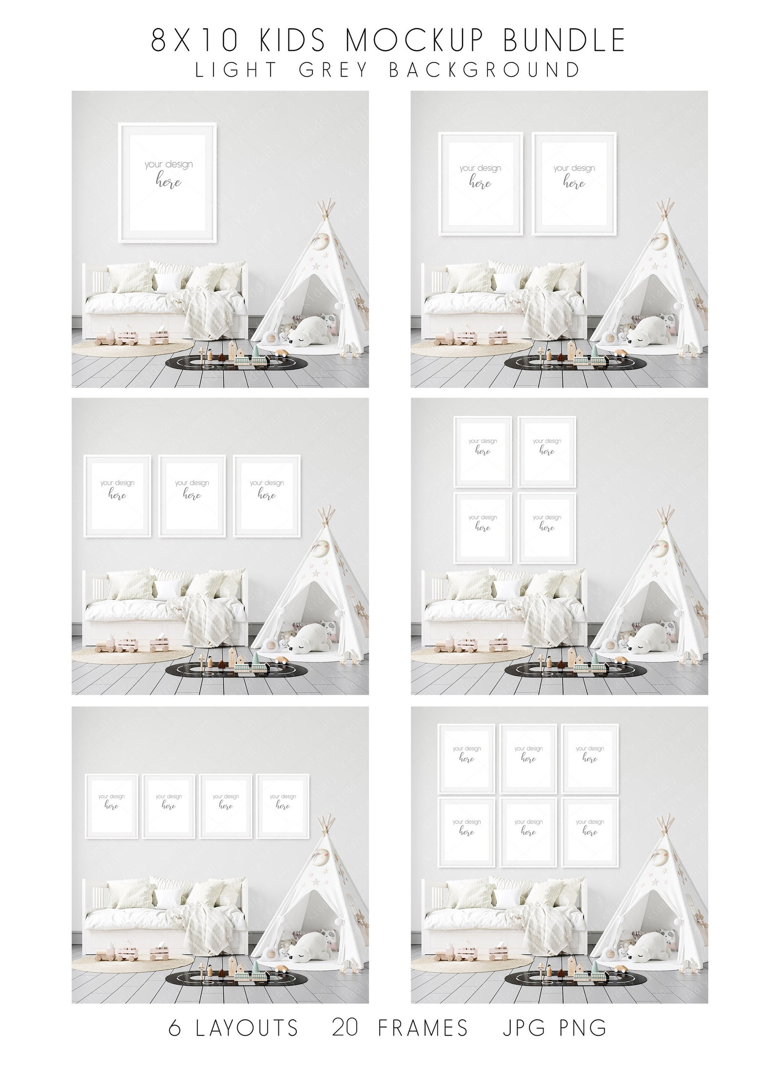 8x10 Kids Interior Nursery Frame Mockup BUNDLE/Simple Clean Etsy