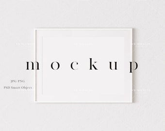 A4 White Frame Mockup: Modern Thin Mat (Digital Download)
