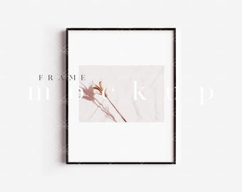8x10 Black Frame Mockup: Modern Minimalist Art Display (Digital Download)