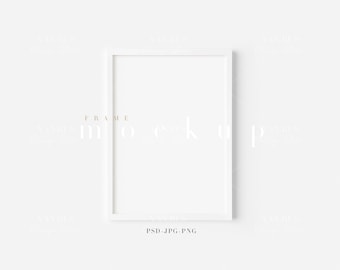 5x7 White Frame Mockup: Modern Minimalist Art Display (PNG JPG PSD)
