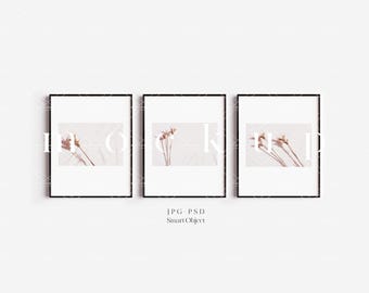 8x10 Thin Black Frame Mockup Set: Minimalist Art Display (Digital Download)