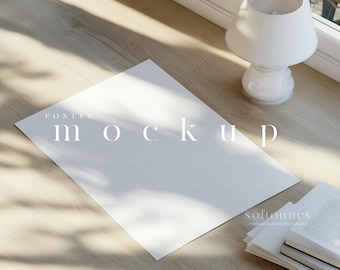 A4 Poster Mockup on Wooden Scandinavian Table