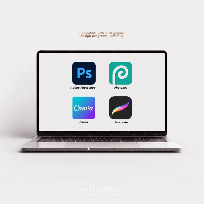 Minimalistyczny model laptopa MacBook do brandingu, Canva, Photoshop, Photopea (JPG, PNG, PSD) zdjęcie 2