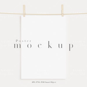 Modelo de pôster A4, A3/Modelo de calendário/Modelo de pôster minimalista/Modelo de prendedor de roupa moderno para pendurar pôster/JPG PNG PSD Objeto inteligente/N159