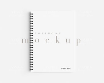 5x7 Spiral Notebook Mockup: Minimalist Journal Template (JPG, PSD)