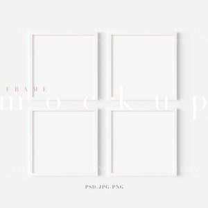 May include: Four white picture frames arranged in a square on a white background. The frames are empty and ready for your photos or artwork.