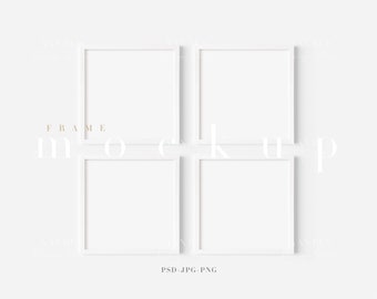Square White Frame Mockup: Minimalist Art Display (PNG JPG PSD)