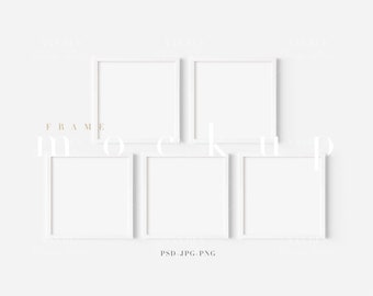 Square White Frame Mockup: Minimalist Art Display (PNG JPG PSD)