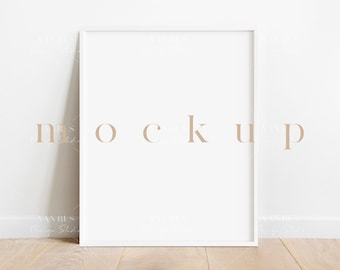 8x10 White Frame Mockup: Portrait Art Display (PNG JPG PSD) (Digital Download)