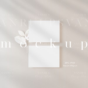 Visitenkarte Mockup/Minimalist Visitenkarte Neutral Mockup Duo/Boho Card Suite 3.5x5 Template/Shadow Overlay/JPG PSD Smart Object/D60