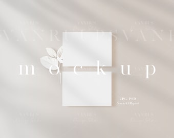 Business Card Mockup: Minimalist Boho Style (JPG, PSD)