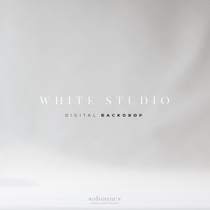 以下が含まれることがあります： 柔らかい照明と微妙なテクスチャを備えた、デジタルで作成された白いスタジオの背景。 「WHITE STUDIO」と「DIGITAL BACKDROP」のテキストはミニマリストフォントで表示されます。 背景は写真とデジタルアート用に設計されています。