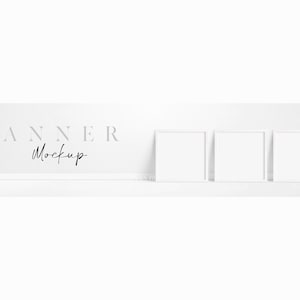 Makieta baneru sklepu Etsy z kwadratowymi ramkami/Minimalistyczny obraz na okładce/Duży baner Etsy/Szablon marki/JPG PSD Obiekt inteligentny/H98