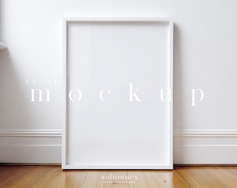 White Frame Mockup: Clean Minimalist Style (JPG PSD Digital Download