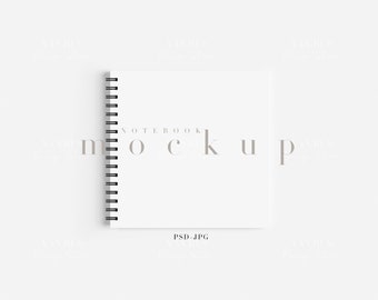 Square Spiral Notebook Mockup/Minimalist Journal Mockup/Simple Notebook Template/Modern Diary Stationary Display/JPG PSD Smart Object/N297