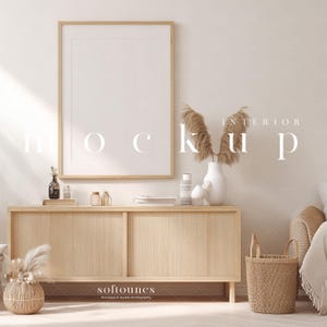 Interior Mockup Frame/Scandinavian Room Mockup/Modern Interior Design/Nordic Calm Bohemian Bright Neutral Interior/JPG PSD Smart Object/L228