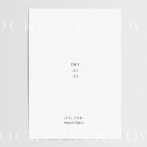 May include: A white sheet of paper with the text "ISO", "A1", "A3", "JPG - PSD", and "Smart Object" printed on it.