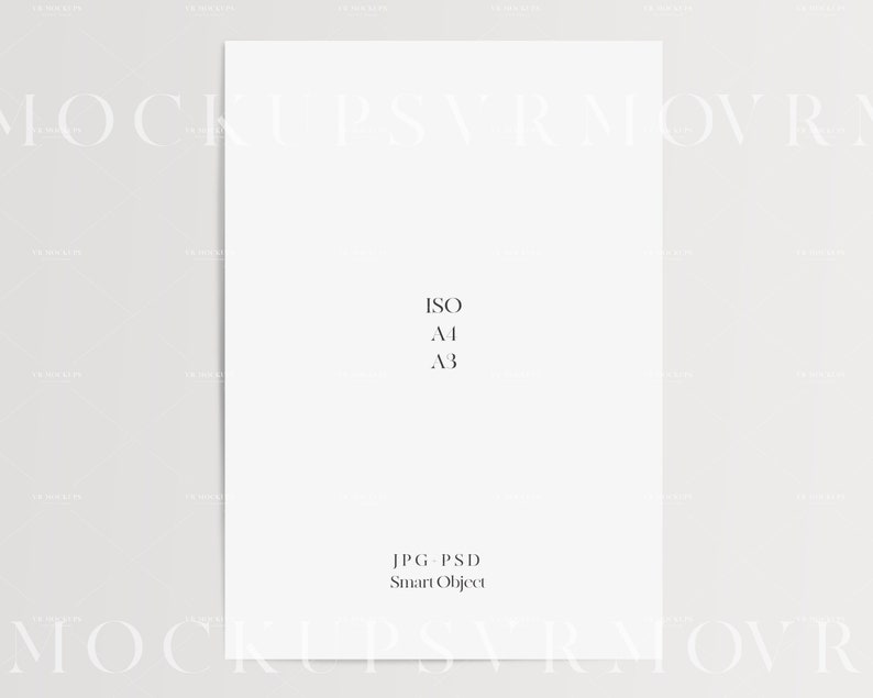 May include: A white sheet of paper with the text "ISO", "A1", "A3", "JPG - PSD", and "Smart Object" printed on it.