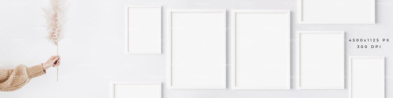 Etsy Shop Banner Mockup: White Frames, Minimalist Cover (JPG, PSD) image 5