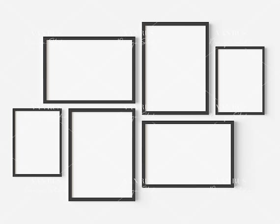 Blank Black And White Painting Canvas Stand Mockup Set Isolated