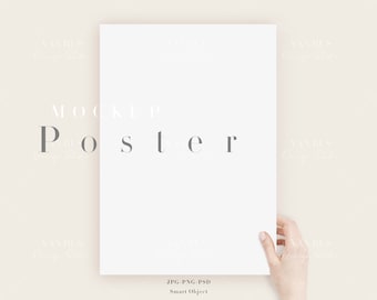 A3 Poster Mockup: Minimalist Hand Display (PSD, JPG)