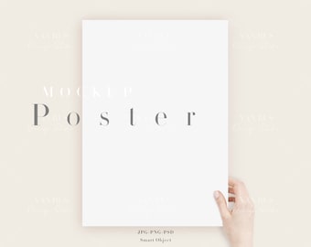 A3 Poster Mockup/ Calendar Mockup/Minimal Poster Display Mockup/Modern Photography Hand Holding Poster Mockup/JPG PSD Smart Object/N328