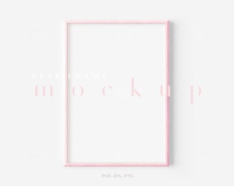 Pink Wood Frame Mockup: A4 Art Display (PNG JPG PSD)