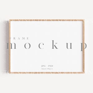 A4 Wood Frame Mockup/ Modern Thin Digital Horizontal Frame Styled Mockup/Minimalist Clean Mockup/Frame Art Display/JPG PNG PSD Smart/N127
