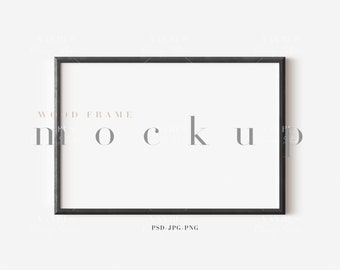 2x3 Black Wood Frame Mockup/Modern Digital Mockup/Minimalist Framed Art Display/Horizontal Frame Template/ PNG JPG PSD Smart Object/N308