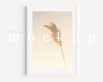 Modern White Frame Mockup: A4 Portrait Art Display (PNG JPG)