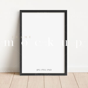 Black Frame Mockup/ Modern Digital Mockup/A4 Minimalist Framed Art Display/Simple Vertical Frame Template/ PNG JPG PSD Smart Object/D92