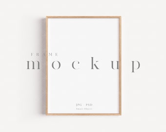 3x4 Wood Frame Mockup: Modern Thin Vertical Display (JPG PSD Smart) (Digital Download