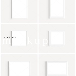 White Frames Mockup Bundle Set of 6 /Modern Thin Digital Mockups/Clean Styled Design/Minimalist White Framed Art Display/PNG JPG PSD/M228