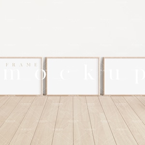 A4 Wood Frame Mockup Set of 3/A4 Minimalist Wood Framed Art Display/Simple Horizontal Digital Frame Template/ JPG PSD Smart Object/D144