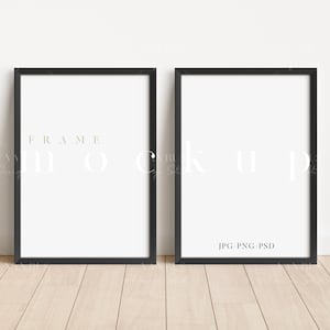 A4 Black Frame Mockup/ Modern Digital Mockup/Minimalist Framed Art Display/Simple Vertical Frame Template/ PNG JPG PSD Smart Object/D95