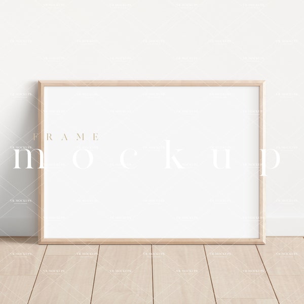 A4 Wood Frame Mockup/Modern Digital Mockup/A4 Minimalist Wood Framed Art Display/Simple Clean Frame Template/JPG PNG PSD Smart Object/N254