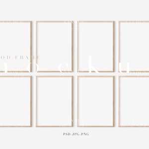 Wood Frame Mockup/ Modern Digital Mockup/A4 Minimalist Wood Framed Art Display/Simple Vertical Frame Template/ PNG JPG PSD Smart Object/M481