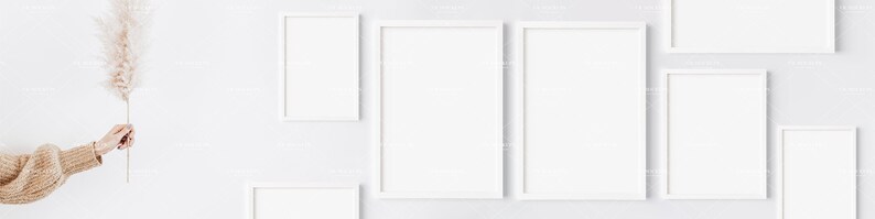 Etsy Shop Banner Mockup: White Frames, Minimalist Cover (JPG, PSD) image 2