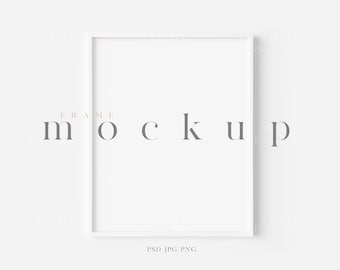 Modern 8x10 White Frame Mockup: Vertical Art Display (PNG JPG PSD)