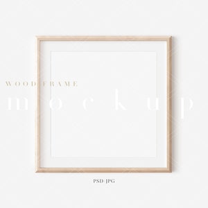 Square Wood Frame Mockup: Modern Art Display (JPG, PSD)