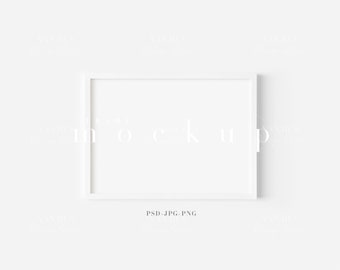 5x7 vit rammodell: Modern minimalistisk konstdisplay (PNG/JPG/PSD)